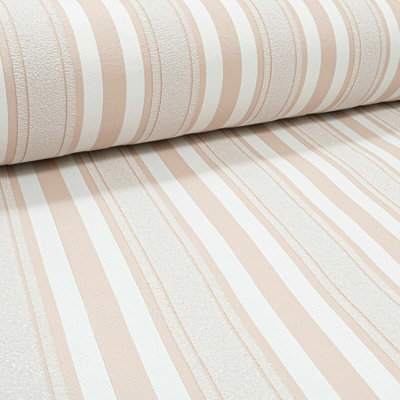 Glitter Striped Blush Pink White Paste The Wall Textured Heavy Vinyl Wallpaper