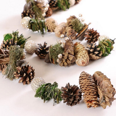 Glittering Woodland Xmas Table Decoration Christmas Garland 1.55m