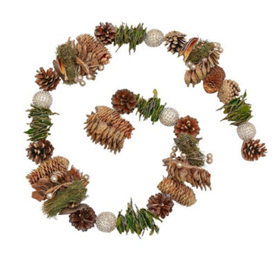 Glittering Woodland Xmas Table Decoration Christmas Garland 1.55m