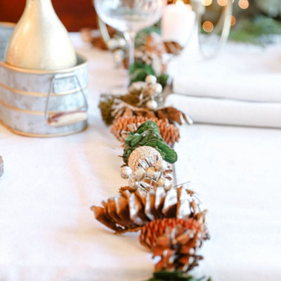 Glittering Woodland Xmas Table Decoration Christmas Garland 1.55m - 3