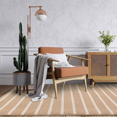 Global Beige Cream Stripe Cotton Jute Rug Rug 120x170cm for the