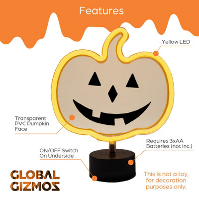 Global Gizmos LED Halloween Pumpkin Light / Bright Orange