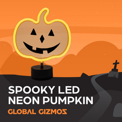 Global Gizmos LED Halloween Pumpkin Light / Bright Orange Neon