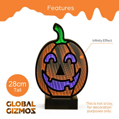 Global Gizmos Pumpkin Halloween Light - Infinity Mirror Decoration