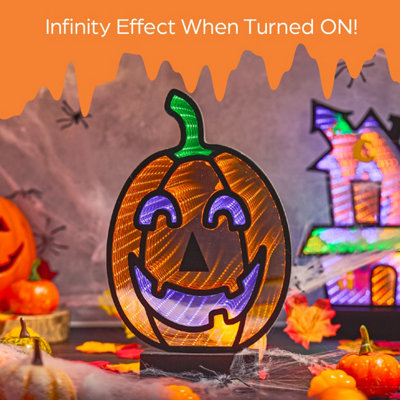 Global Gizmos Pumpkin Halloween Light - Infinity Mirror Decoration