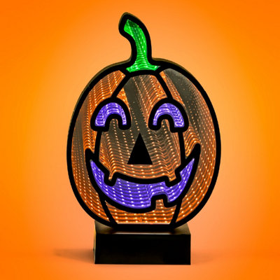 Global Gizmos Pumpkin Halloween Light - Infinity Mirror Decoration