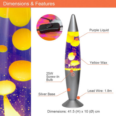 Global Gizmos Purple Yellow Retro Lava Lamp