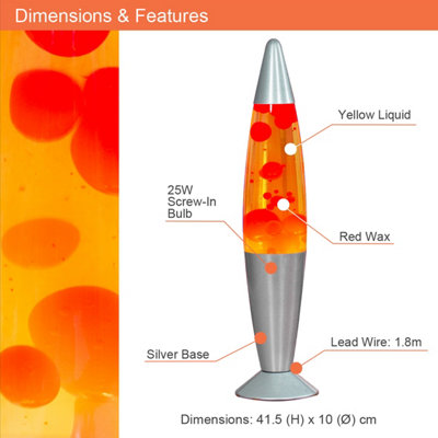 Global Gizmos Red & Yellow Retro Lava Lamp