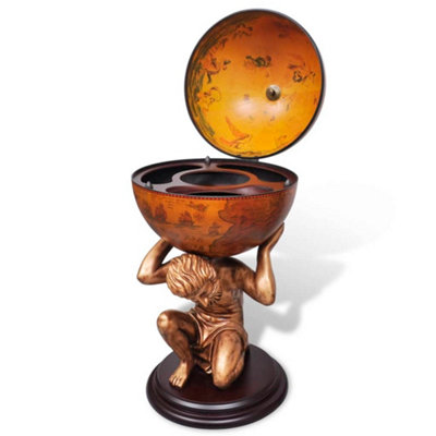 thumbnail image 2 of VidaXL Globe Wine Bar Tabletop Stand – Atlas Design, Brown Wood & Resin, 33.5" Tall 2 of 5