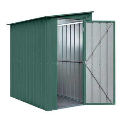 Globel 4x6ft Lean-To Metal Garden Shed - Heritage Green | DIY At B&Q