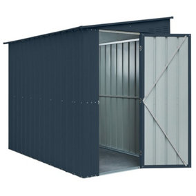 Globel 5x8ft Lean-To Metal Garden Shed - Anthracite Grey