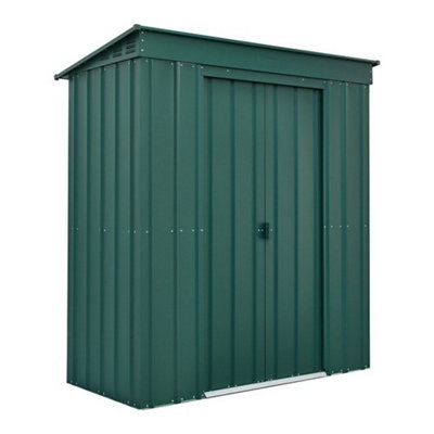 Globel 6x3ft Pent Metal Garden Shed - Green