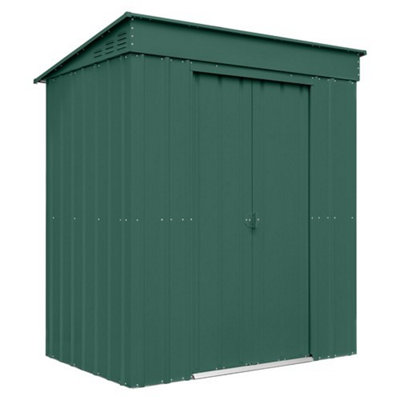 Globel 6x4ft Pent Metal Garden Shed - Green | DIY At B&Q