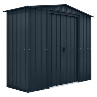 ロベカル　サイズ3 バーンズ Globel 8 x 3 Apex Metal Storage Shed Sliding Doors - Grey