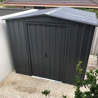 Globel 8x3ft Apex Metal Garden Shed - Anthracite Grey