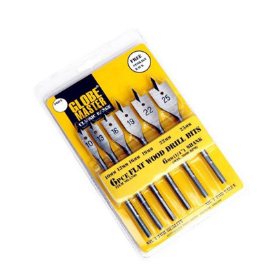 Globemaster Flat Wood Drill Bit Set (6 Piece) Silver (One Size)