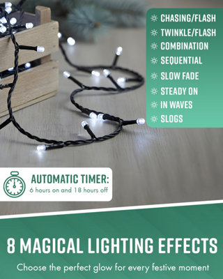 GLOBRITE 50M 500 LED FAIRY LIGHTS COOL WHITE PLUG IN INDOOR OUTDOOR ...