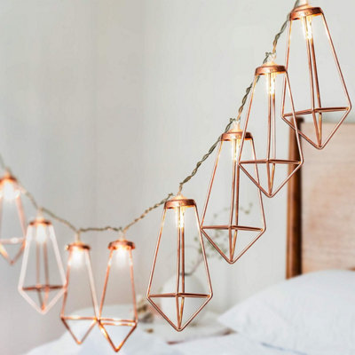 GloBrite Diamond String Lights - 20 LED, Rose Gold - Geometric Metal ...