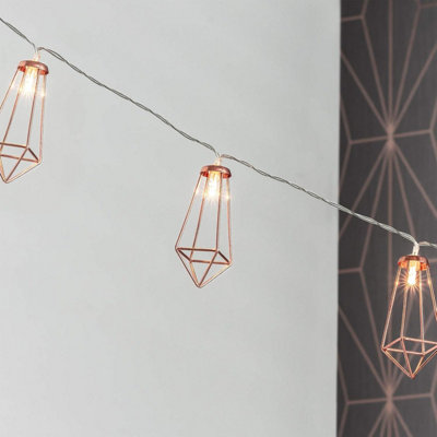 GloBrite Diamond String Lights - 20 LED, Rose Gold - Geometric Metal ...