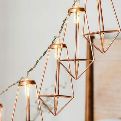 GloBrite Diamond String Lights - 20 LED, Rose Gold - Geometric Metal ...