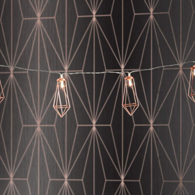 GloBrite Diamond String Lights - 20 LED, Rose Gold - Geometric Metal ...
