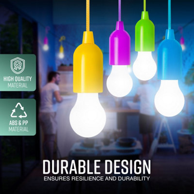 GloBrite 4er Set LED Zugschnur Lichter - Batteriebetriebene Hängeleuchten In 4 Farben Für Raumdekoration