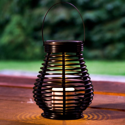 GloBrite Rattan Solar Powered LED Garden Lantern - Tall Outdoor ...