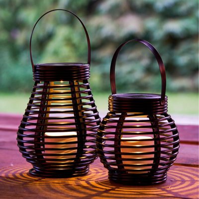 GloBrite Rattan Solar Powered LED Garden Lantern - Tall Outdoor ...