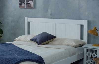 Glory Bed - Wooden Slatted Bed Frame  5'0 King - White