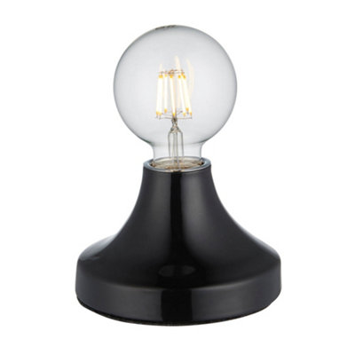 Gloss Black Ceramic Table Lamp Light Fitting Minimalistic Bulb Holder Design