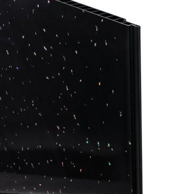 Gloss Black Sparkle Bathroom PVC Cladding Shower Wet Wall Panels 1m x 2.4m