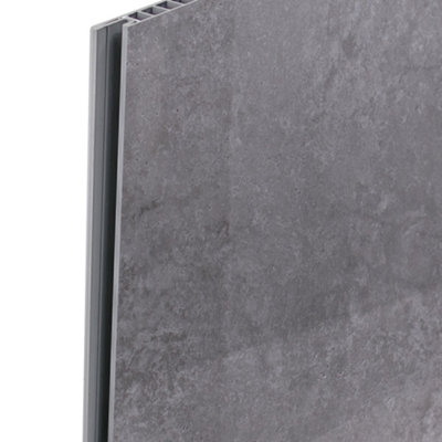 Gloss Grey Concrete Bathroom PVC Cladding Shower Wet Wall Panels 1m x 2 ...