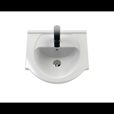 Gloss White 450mm Floor Standing 1-Door Vanity Unit & Round Basin with Round Chrome Tap and Ambient Mirror