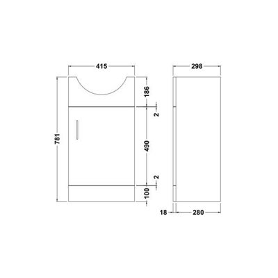 Gloss White 450mm Floor Standing 1-Door Vanity Unit & Round Basin with Square Matt Black Tap and Ambient Mirror