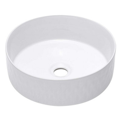 Gloss White Ceramic Round Countertop Bathroom Wash Basin Sink
