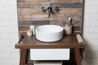 Gloss White Ceramic Round Countertop Bathroom Wash Basin Sink - 8