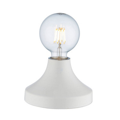 Gloss White Ceramic Table Lamp Light Fitting Minimalistic Bulb Holder Design