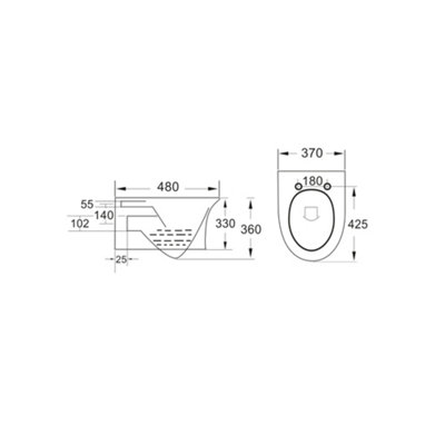 Gloss White D Shape Hidden Fixation Wall Hung Rimless Toilet WC Pan & Soft Close Slim Seat