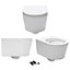 Gloss White Hidden Fixation D Shape Rimless Wall Hung Toilet & GROHE 0.82m Concealed WC Cistern Frame