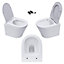 Gloss White Hidden Fixation Rimless Wall Hung Toilet & GROHE 0.82m Concealed WC Cistern Frame