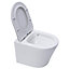 Gloss White Hidden Fixation Wall Hung Rimless Toilet WC Pan & Soft Close Slim Seat