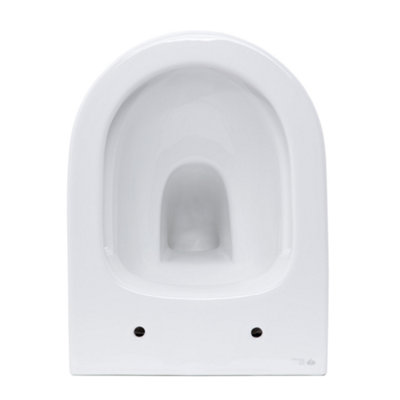 Gloss White Hidden Fixation Wall Hung Rimless Toilet WC Pan & Soft Close Slim Seat - 4
