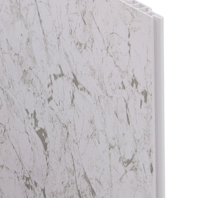 Gloss White Marble Bathroom PVC Cladding Shower Wet Wall Panels 1m x 2 ...