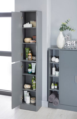 Grey gloss bathroom tallboy discount