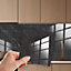 Glossy Marble Tile Stickers Thick Backsplash 12pcs 15cm(6") -Black Ink
