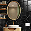 Glossy Marble Tile Stickers Thick Backsplash 12pcs 15cm(6") -Coal Black