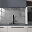 Glossy Marble Tile Stickers Thick Backsplash 24pcs 15cm(6") -Fossil Grey