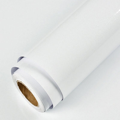 Glossy Self-Adhesive Plain White Wallpaper Roll 5m