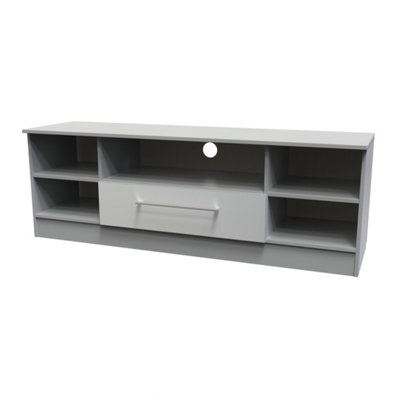 Gloucester Wide open TV unit in Dusk Grey (Ready Assembled)