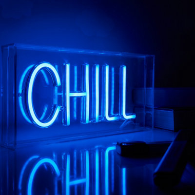 Glow Blue LED Chill Acrylic Neon Style Light Box